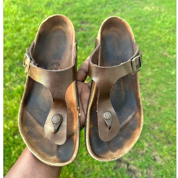 Birkenstock Gizeh Leather Thong Sandals Size 39 US M6 L8‎ Brown - Picture 11 of 14